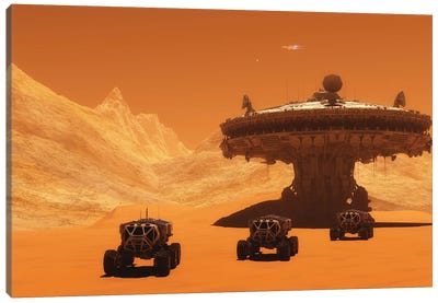 All-Terrain Vehicles Embark On An Exploratory Mission Across Mars Canvas Art Print - Corey Ford