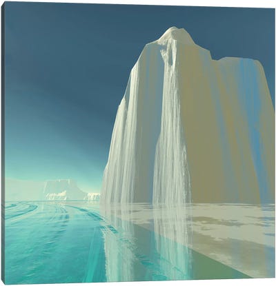An Iceberg Is Frozen In The Clear Ice Of The Ocean Canvas Art Print - Corey Ford
