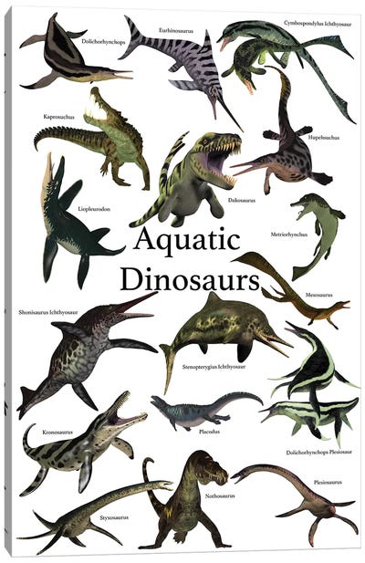 Aquatic Dinosaurs Poster Canvas Art Print - Corey Ford