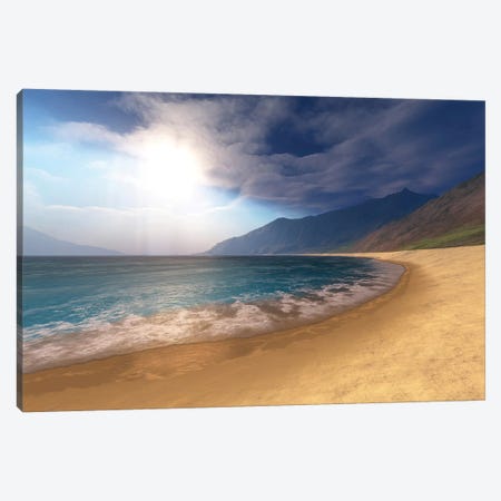 Blue Seas And Radient Sun Shine In This Seascape Canvas Print #TRK2302} by Corey Ford Canvas Print