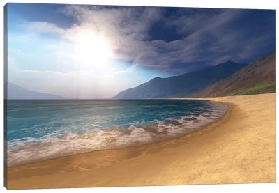 Blue Seas And Radient Sun Shine In This Seascape Canvas Art Print - Corey Ford