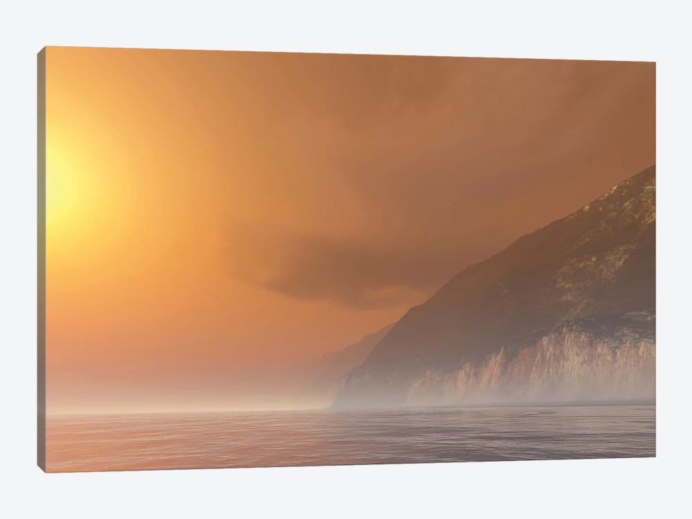 Mist Starts Burning Off With The Sunrise Of This Seascape 1-piece Canvas Artwork