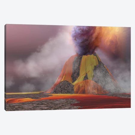 Molten Magma Flows From An Erupting Volcano Canvas Print #TRK2308} by Corey Ford Canvas Art Print