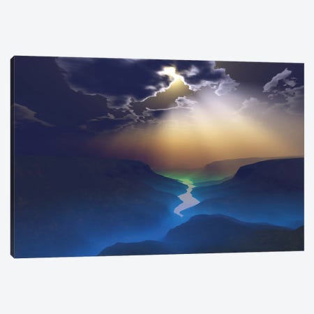 Morning Mist Surrounds The Mountains Of This Beautiful Valley Canvas Print #TRK2310} by Corey Ford Canvas Artwork