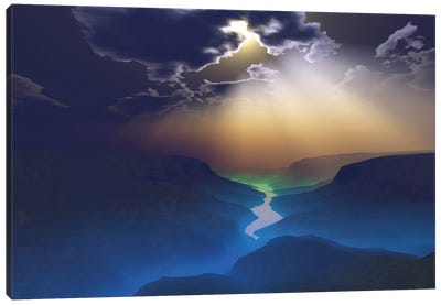 Morning Mist Surrounds The Mountains Of This Beautiful Valley Canvas Art Print - Corey Ford