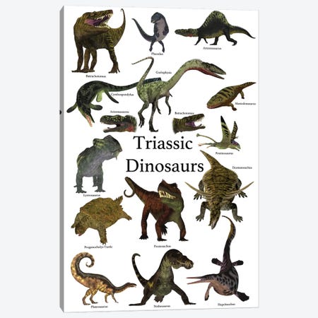 Poster Of Prehistoric Dinosaurs And Reptiles During The Triassic Period Canvas Print #TRK2319} by Corey Ford Canvas Art