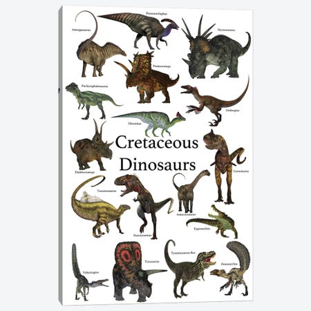 Poster Of Prehistoric Dinosaurs During The Cretaceous Period Canvas Print #TRK2320} by Corey Ford Canvas Art Print