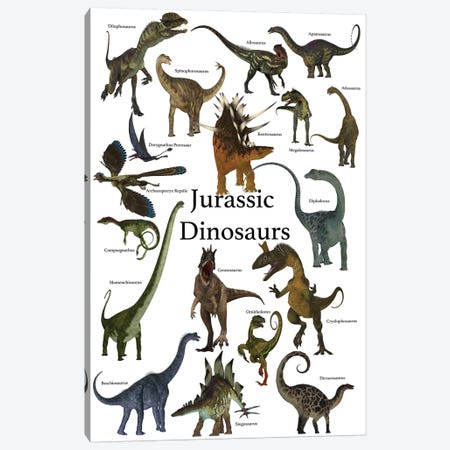 Poster Of Prehistoric Dinosaurs During The Jurassic Period Canvas Print #TRK2321} by Corey Ford Canvas Print