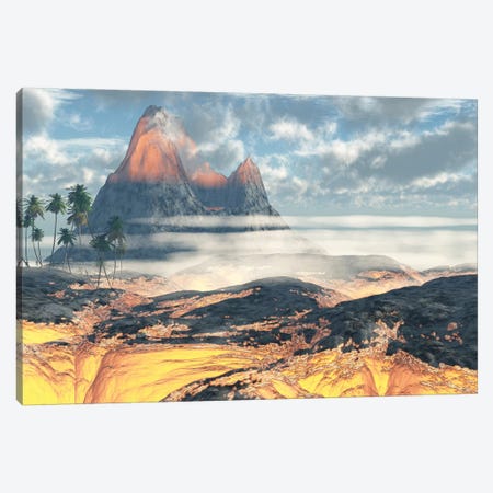 The Island On Hawaii Is Engulfed By Layers Of Red Hot Lava By An Active Volcano Canvas Print #TRK2340} by Corey Ford Art Print
