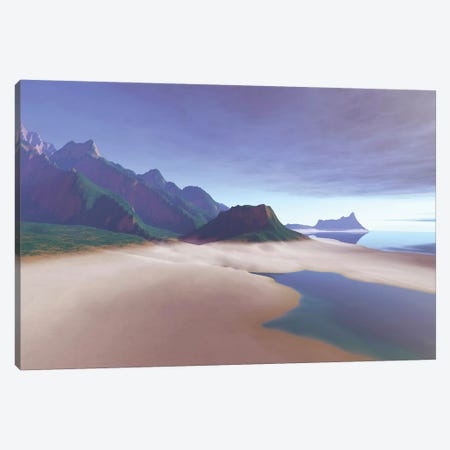 This Misty Hawaiin Coastline On The Island Of Oahu Has Clear Blue Waters Canvas Print #TRK2351} by Corey Ford Canvas Wall Art