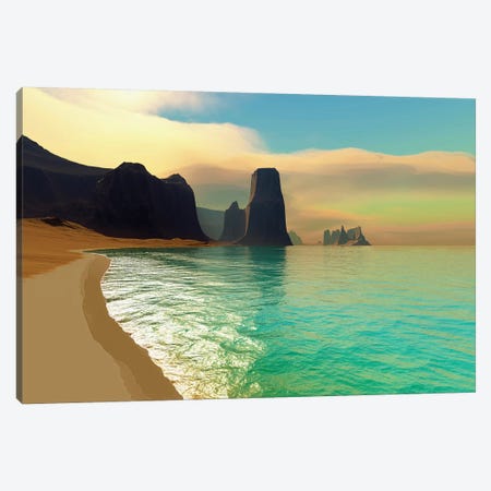 This Ocean Beach Is Colored In Beautiful Pastel Colors Canvas Print #TRK2352} by Corey Ford Canvas Artwork