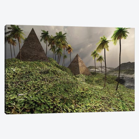 Two Pyramids Sit Majestically Among The Surrounding Jungle Canvas Print #TRK2359} by Corey Ford Canvas Art