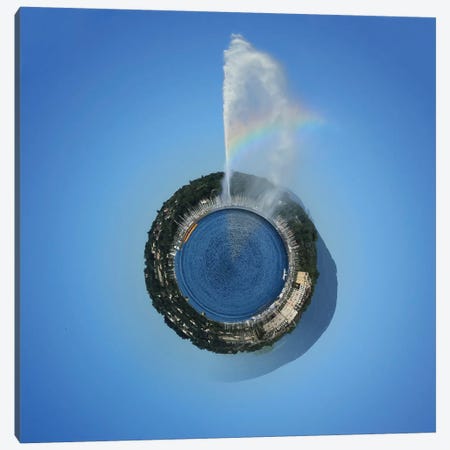 Planet With Water Fountain, Geneva, Switzerland Canvas Print #TRK2371} by Elena Duvernay Canvas Artwork