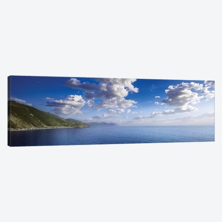 Aerial View Of Sea And Mountains, Manarola, Italy. Canvas Print #TRK2408} by Evgeny Kuklev Canvas Wall Art