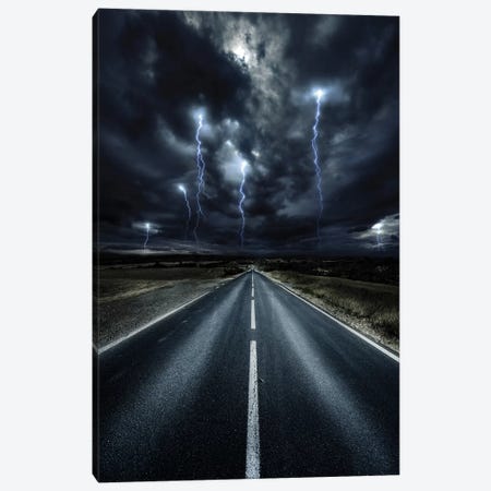 An Asphalt Road With Stormy Sky Above, Tuscany, Italy. Canvas Print #TRK2421} by Evgeny Kuklev Canvas Wall Art
