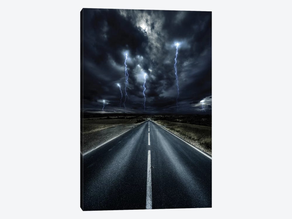 An Asphalt Road With Stormy Sky Above, Tuscany, Italy. by Evgeny Kuklev 1-piece Canvas Art Print