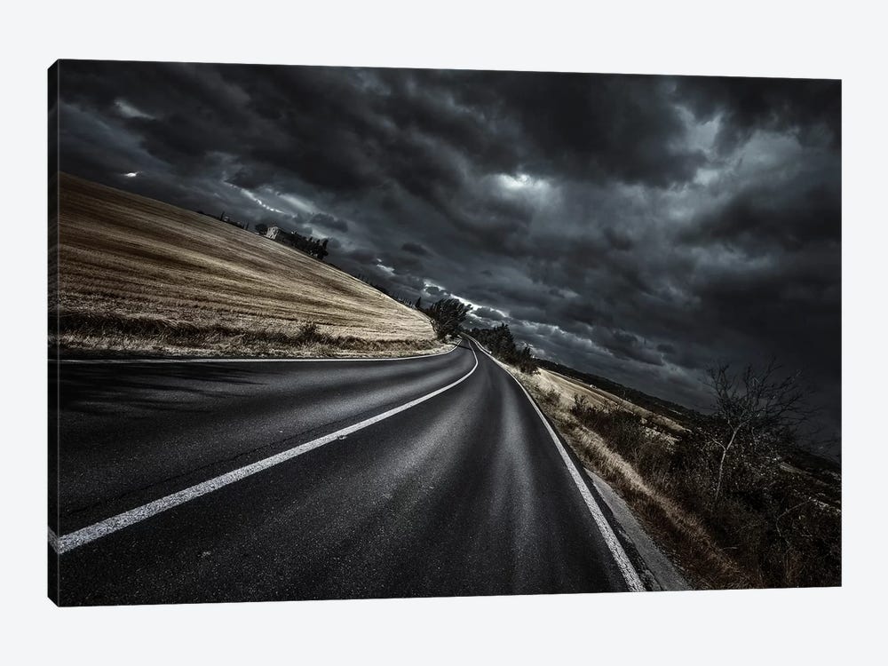 An Asphalt Road With Stormy Sky Above, Tuscany, Italy. by Evgeny Kuklev 1-piece Canvas Art