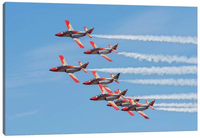 Spanish Aerobatic Team Patrulla Aguila Performing At An Airshow In Morocco Canvas Art Print