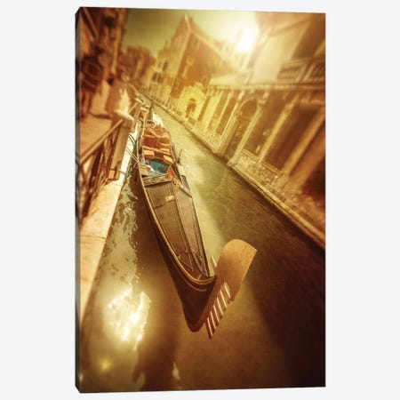Gondola In Venetian Canal At Sunset, Venice, Italy. Canvas Print #TRK2442} by Evgeny Kuklev Canvas Wall Art