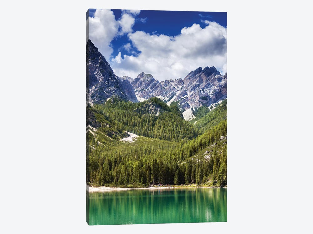 Lake Braies And Dolomite Alps, Northern Italy. by Evgeny Kuklev 1-piece Canvas Print