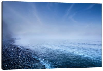 Misty Seaside In The Evening, Mons Klint Cliffs, Denmark. Canvas Art Print - Evgeny Kuklev