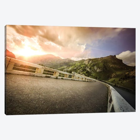 Old Cobblestone Road Against Moody Sky At Sunset, Northern Italy. Canvas Print #TRK2491} by Evgeny Kuklev Art Print