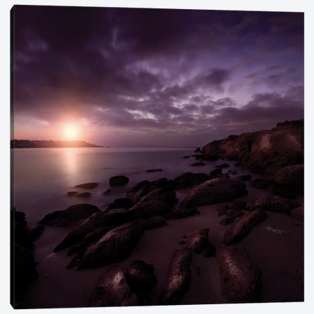Rocky Shore And Tranquil Sea Against Cloudy Sky At Sunset, Sardinia, Italy II Canvas Print #TRK2522} by Evgeny Kuklev Canvas Print