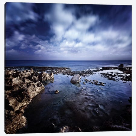 Rocky Shore And Tranquil Sea Against Cloudy Sky, Sardinia, Italy II Canvas Print #TRK2524} by Evgeny Kuklev Canvas Wall Art