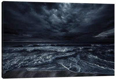 Rough Seaside Against Stormy Clouds, Hersonissos, Crete, Greece II Canvas Art Print - Evgeny Kuklev