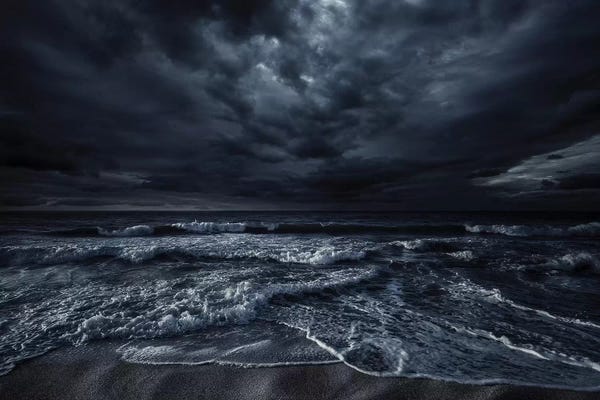 Evgeny Kuklev: Rough Seaside Against Stormy Clouds, Hersonissos, Crete, Greece II by Evgeny Kuklev