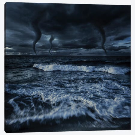 Tornados In A Rough Sea Against Stormy Clouds, Crete, Greece Canvas Print #TRK2564} by Evgeny Kuklev Canvas Wall Art