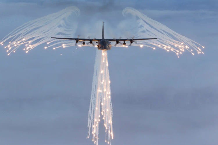 MC-130H Combat Talon Dropping Flares