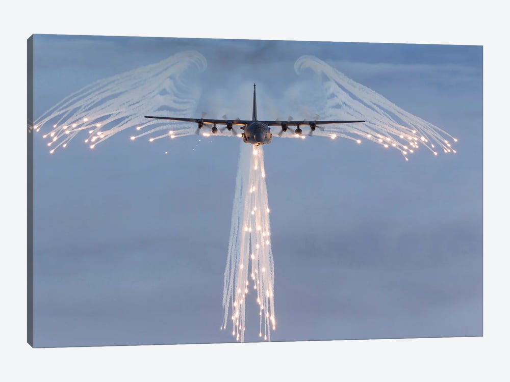 MC-130H Combat Talon Dropping Flares by Gert Kromhout 1-piece Art Print