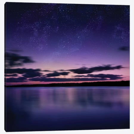 Tranquil Lake Against Starry Sky, Russia Canvas Print #TRK2571} by Evgeny Kuklev Canvas Art
