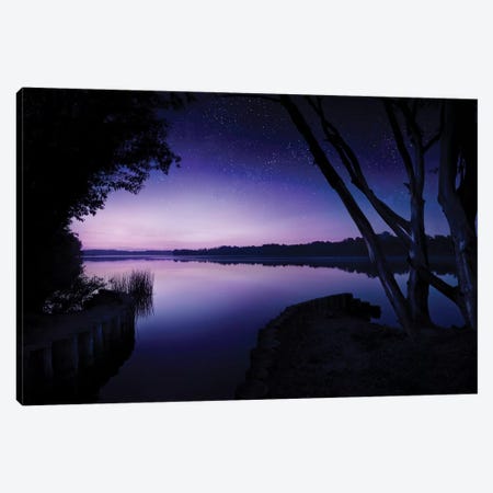 Tranquil Lake And Trees Against Starry Sky, Moscow, Russia Canvas Print #TRK2577} by Evgeny Kuklev Art Print