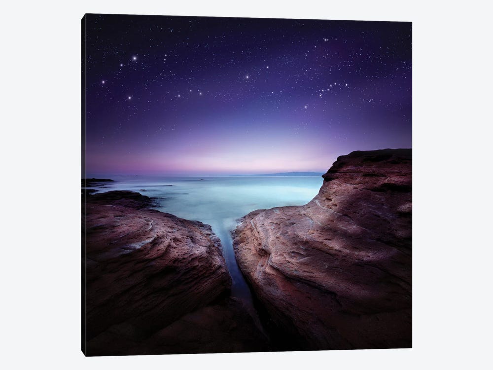 Two Large Rocks In A Sea, Against Starry Sky by Evgeny Kuklev 1-piece Canvas Print