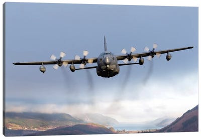 MC-130P Combat Shadow Over Scotland Canvas Art Print - Military Art