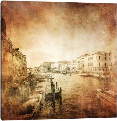 Vintage Photo Of Grand Canal, Venice, Italy Canvas Art Print - Veneto Art