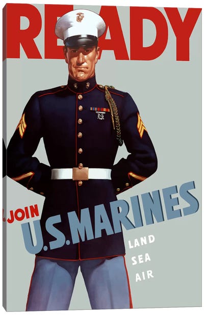 Marine Corps Recruiting Poster From WWII Canvas Art Print - Marines Art