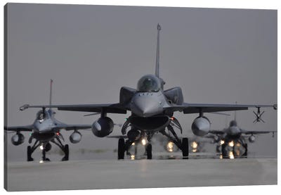 Turkish Air Force F-16C/D Block 52+ Aircraft Taxiing On The Runway Canvas Art Print