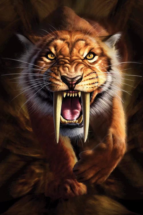 Full On View Of A Saber-Toothed Tiger by Jerry Lofaro canvas print