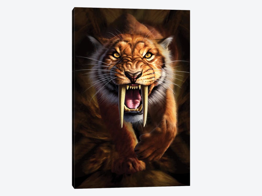 Full On View Of A Saber-Toothed Tiger by Jerry Lofaro 1-piece Art Print