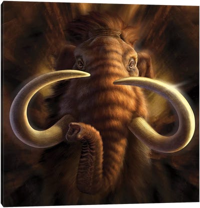 Full On View Of A Woolly Mammoth Canvas Art Print - Jerry Lofaro