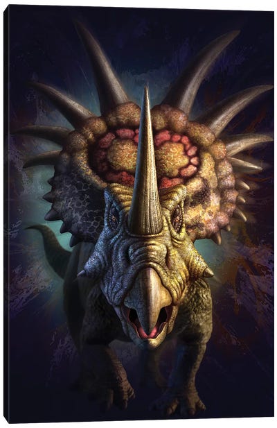 Full On View Of The Horned Dinosaur, Styracosaurus Canvas Art Print - Jerry Lofaro