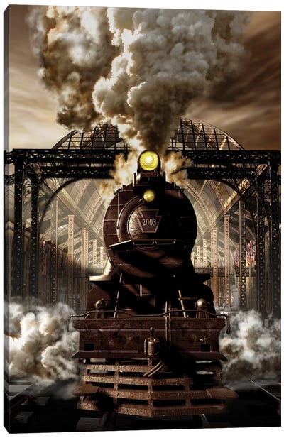 Industrial Age Of Steam Engine Canvas Art Print - Train Art