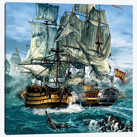 Naval Warfare Was Dominated By Sailing Ships From The 16Th To The Mid 19Th Century Canvas Print #TRK2647} by Kurt Miller Art Print