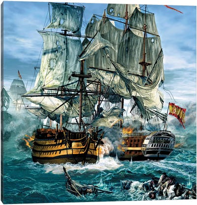 Naval Warfare Was Dominated By Sailing Ships From The 16Th To The Mid 19Th Century Canvas Art Print