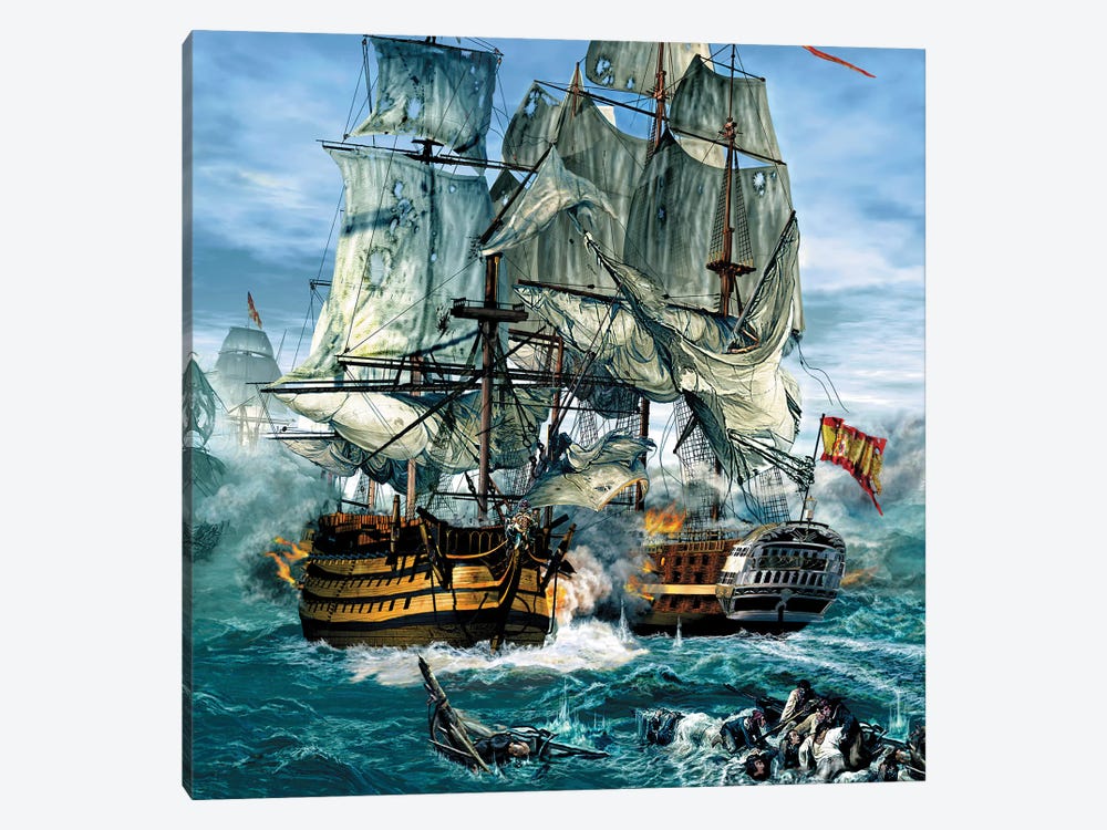 Naval Warfare Was Dominated By Sailing Ships From The 16Th To The Mid 19Th Century by Kurt Miller 1-piece Canvas Art