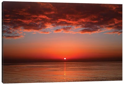 A Layer Of Clouds Is Lit By The Rising Sun Over Rio De La Plata, Buenos Aires, Argentina Canvas Art Print