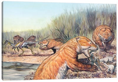 Repenomamus Mammals Hunting For Prey Canvas Art Print